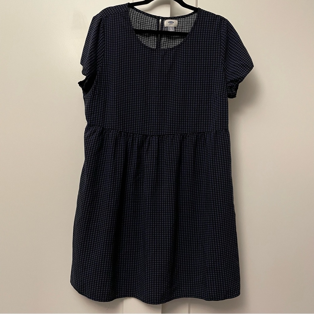 Old Navy Blue & Black Houndstooth Dress